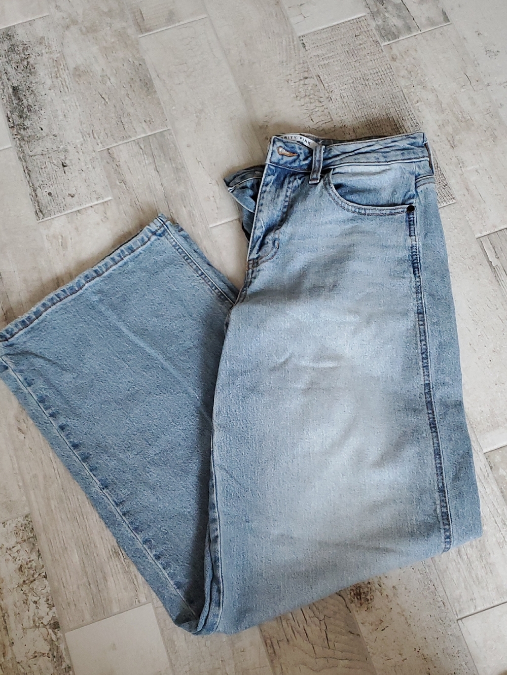 Women's 5/27 Celebrity Pink Light Blue Denim Jeans Wide Leg